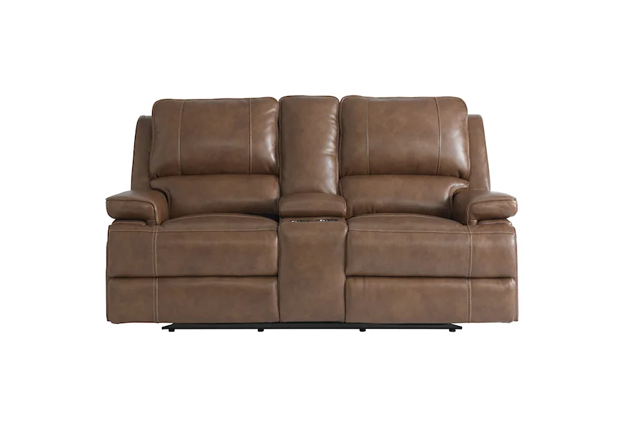 Club Level - Parsons Double Reclining Loveseat w/ Power Headrests by Bassett at Esprit Decor Home Furnishings